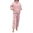 thumbnail image 1 of SUYIDA Winter Pijama Women,Stand Collar Thermal Pajama Set Cozy Winter Sleepwear Home Loungewear Outfit Soft Comfortable Nightwear For Ladies - Pink, 1 of 3
