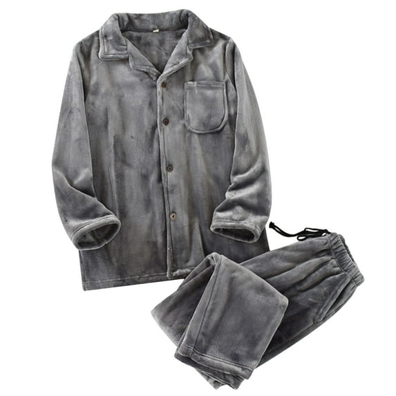 SUYIDA Winter for Women Set Plus Size,Coral Pajama Set Soft Flannel Sleepwear for Cold Weather Home Wear with Thick Warm Fabric - Grey