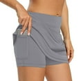 thumbnail image 1 of SUYIDA Women Skirt Set High Waist Skinny Pleated Culottes Solid Color Soft Tight Joggers with Pocket Grey,S, 1 of 5