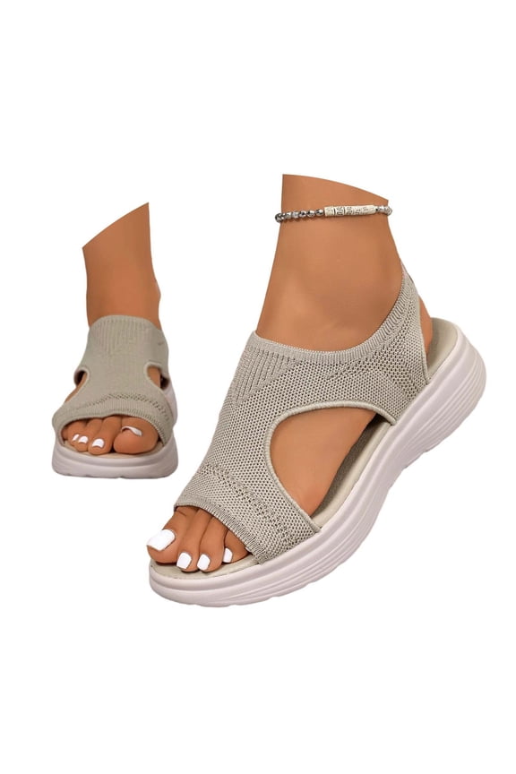 Women's Casual Platform Sandals Low Heel Summer Breathable Open Toe Mesh Design Footwear