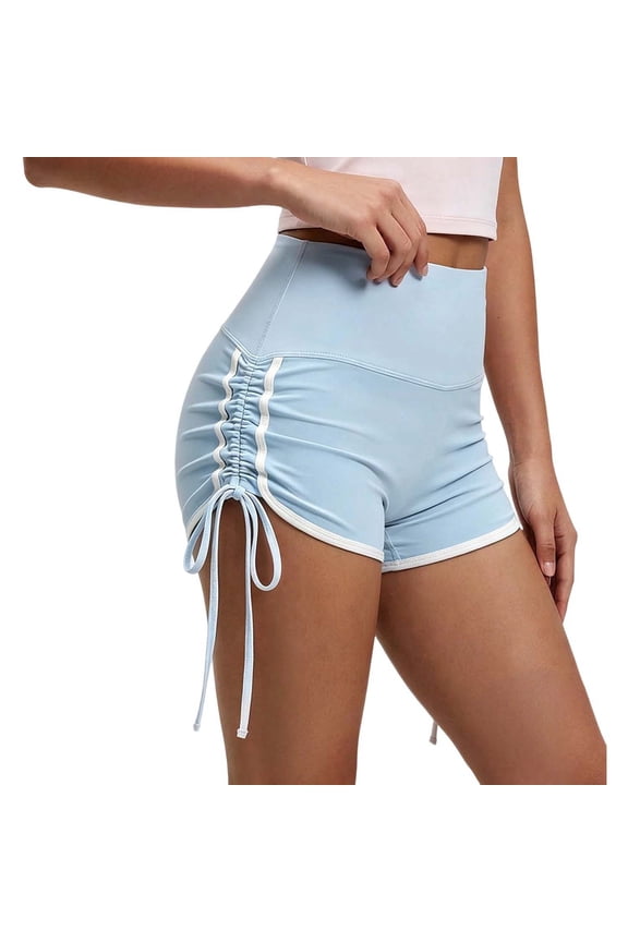 Women's High Rise Compression Running Shorts Contrast Trim Yoga Training Athletic Performance Bottoms Wicking Breathable Lightweight Stretchable Supportive Elastic Band