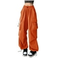 thumbnail image 1 of SUYIDA Womens Baggy Cargo Solid Color High Waist Pants Streetwear Hop Joggers Sweatpants Casual Loose Wide Leg Trousers, 1 of 5