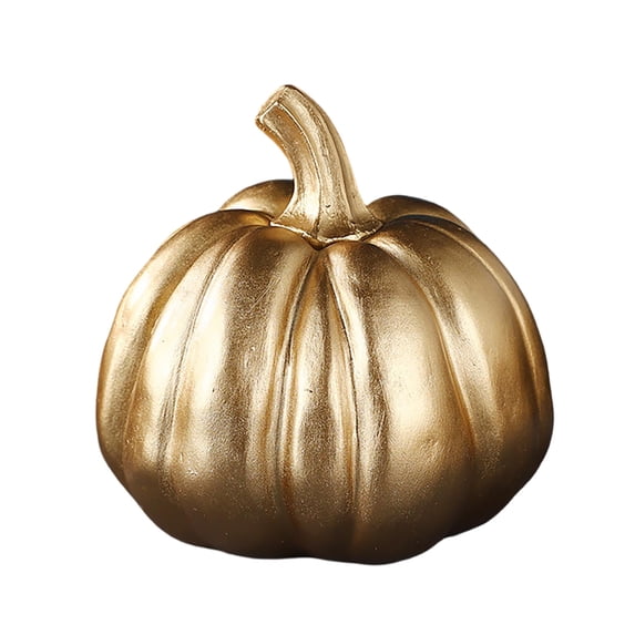 SUYOLL 1-Pack Gold Pumpkins Resin Decorative Shiny Pumkins For Halloween Decorations Indoor Thanksgiving Fall Table Centerpiece Mantel Shelf Home Kitchen (Gold One Size) Decal