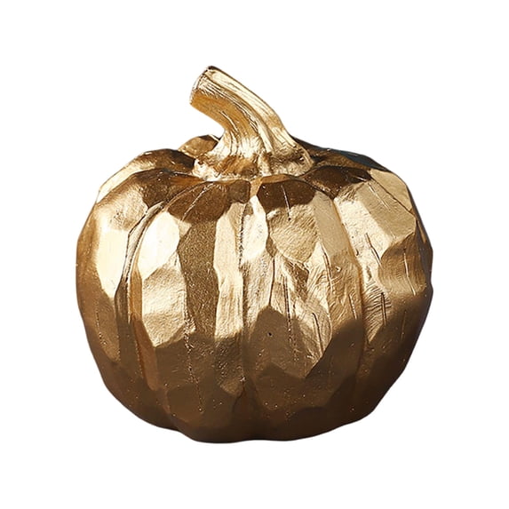SUYOLL 1-Pack Gold Pumpkins Resin Decorative Shiny Pumkins For Halloween Decorations Indoor Thanksgiving Fall Table Centerpiece Mantel Shelf Home Kitchen (Gold One Size) Decal