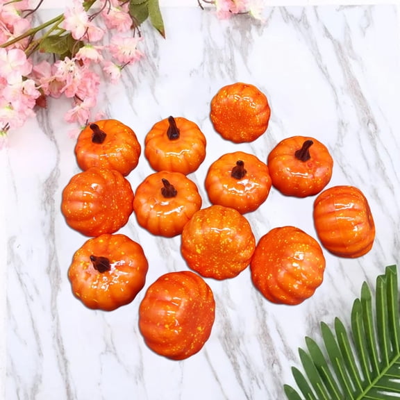 SUYOLL 12 Pack Small Artificial Lifelike Pumpkin Fall Mini Pumpkins For Home Garden Fall Decor Thanksgiving Or Halloween Decorations Outdoor Indoor Decal