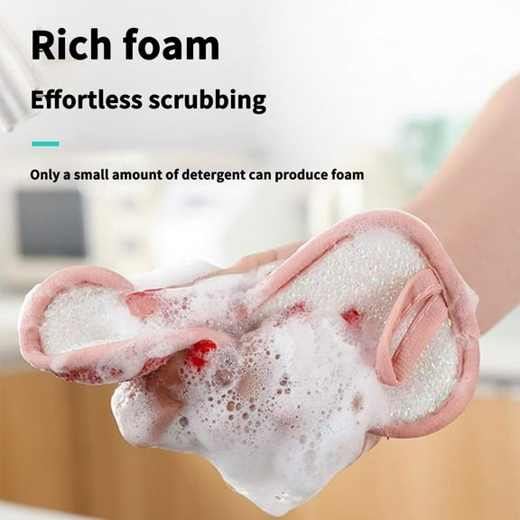 SUYOLL 4PCS Reusable Microfiber Washable Dish Sponge Scouring Pads With 2 Sticky Hooks For Kitchen Cleaning
