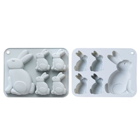 SUYOLL 6 Rabbit Chocolate Candy Easter Silicone Small Rabbit Shaped Baking Pan For Making Chocolate Candy And Cakes Mould20*15*3