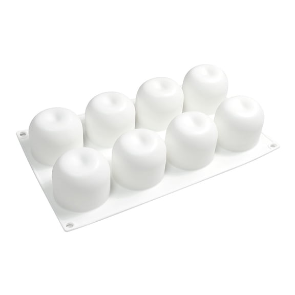 SUYOLL 8-Cavity Apple Shape Silicone Mould Non-Stick Baking Mould for Cake Dessert White 17.1×29.1×5.9cm