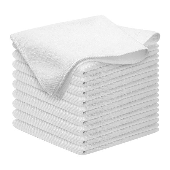 SUYOLL 8PCS Washed Microfiber Cleaning Cloths Absorbent Towels For Cars Windows Dishes White