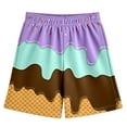 thumbnail image 1 of SUYOLL Children Boys Baseball Shorts with Ice Cream Print Elastic Waist Casual Athletic Shorts Daily Wear Party Outdoor Sports Summer Fall Classic Pants, 1 of 4