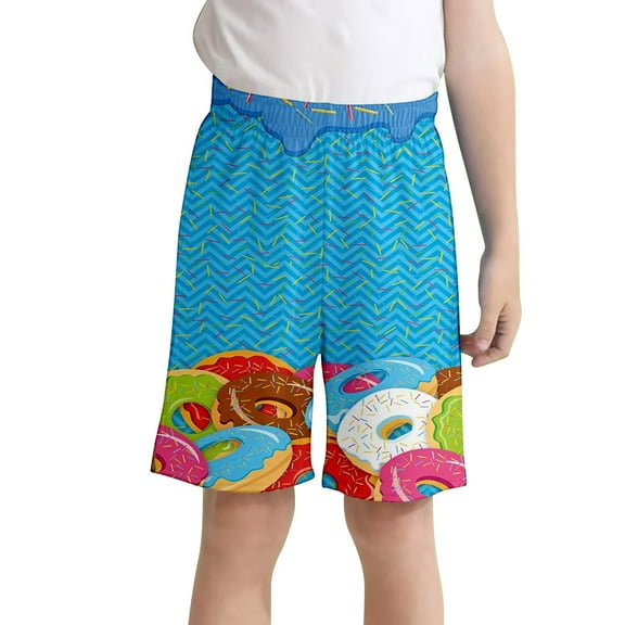 SUYOLL Children Boys Baseball Shorts Ice Cream Print Summer Casual Elastic Waist Comfortable Pockets Daily Wear Sports Activitie Holiday Vacation Beach 2-14 Years