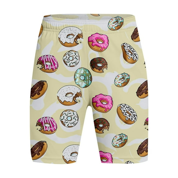SUYOLL Children Boys Summer Shorts with Donut Print Elastic Waist Comfortable Casual Outfit Pair Classic Pants 2-14 Years