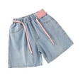 thumbnail image 1 of SUYOLL Children Girls Denim Shorts with Elastic Waist Summer Short Ripped Jeans with Pockets Quick Dry Pants, 1 of 3