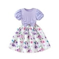 thumbnail image 1 of SUYOLL Children Girls Dress Floral Print Puff Sleeve Casual Party Dress Summer Fall Loose Comfortable Elastic Waist Daily Outfit Holiday Vacation Beach, 1 of 4