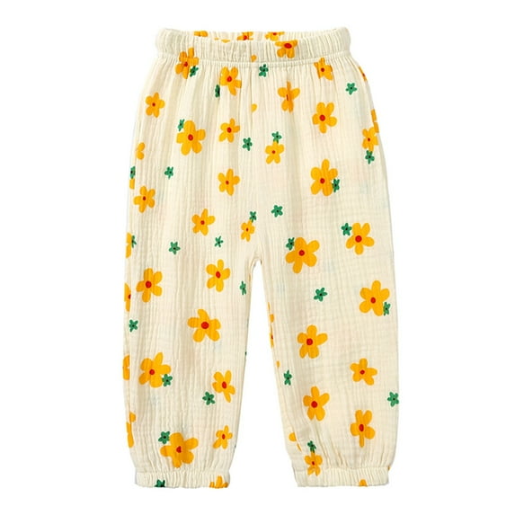 SUYOLL Children Girls Elastic Waist Soft Linen Harem Trousers Long Pants Summer and Fall Casual Daily Wear