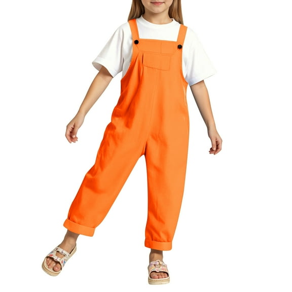 SUYOLL Children Girls Jumpsuit Solid color Cute Trousers Suspenders 3-14 Years Trendy Clothes