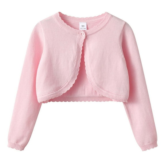 SUYOLL Children Girls Knit Cardigan Sweater Top Casual Round Neck Open Front Shirt Fall Lightweight Layering Outerwear Button Closure Shrug Sweaters