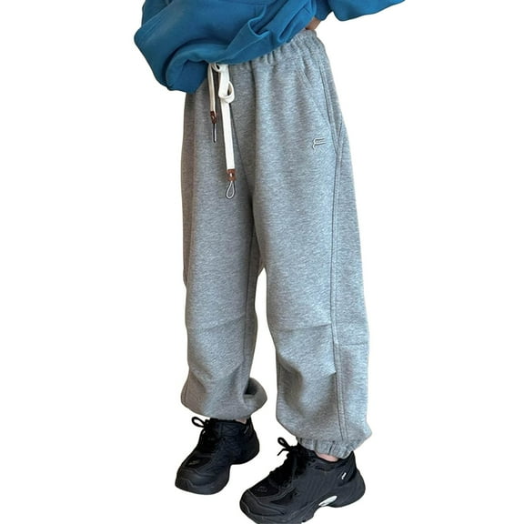 SUYOLL Children Girls Pants Jogger Pants Elastic Waist Comfortable Tapered Leg Casual Trousers Elegant Stylish Pants