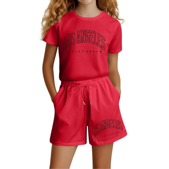 SUYOLL Children Girls Summer Outfits Sets Casual Short Sleeve Set for Tee Shirts Top Pocket Shorts Pants Cute Sweet Clothing