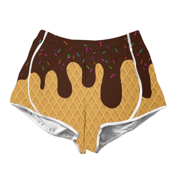 SUYOLL Children Girls Summer Shorts Ice Cream Print Elastic Waist Comfortable Casual Play Outfits Daily Wear Vacation Quick Dry Active Pants 2-10 Years