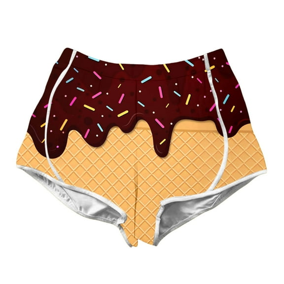 SUYOLL Children Girls Summer Shorts Ice Cream Print Elastic Waist Comfortable Casual Play Outfits Daily Wear Vacation Quick Dry Pants 2-10 Years