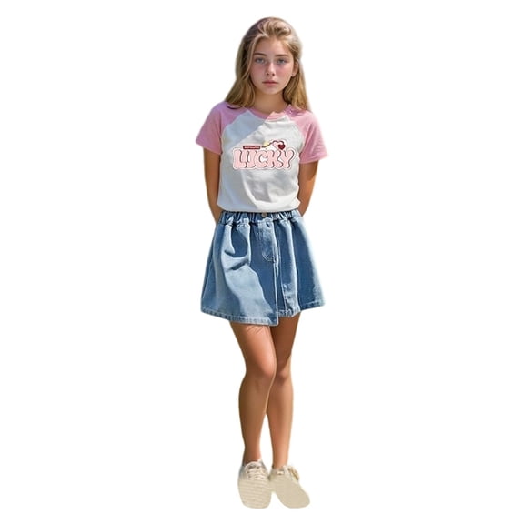 SUYOLL Children Girls Summer Shorts Outfits Versatile Ideal for Comfort and Style with Short Sleeve Pairing Quick-Drying Fabric 6 -11 Years