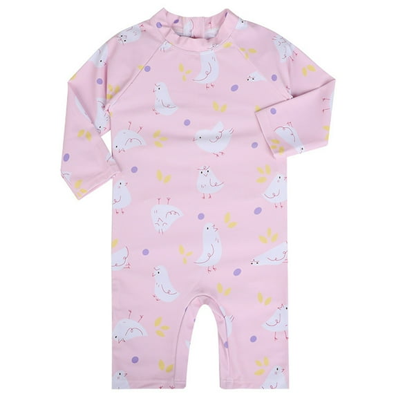 SUYOLL Children Girls Swimsuit Pool Beach and Lake Long Sleeve Sunsuit with Matching Sun Hat 1-7 Years Summer Fall Activities Water Sport Swimsuit