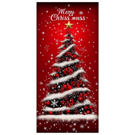 SUYOLL Christmas Holiday Door Cover Banner Decorative Door Curtain Tapestry Hanging Ornament For Front Yard Courtyard Indoor Outdoor Xmas Party Home Scene Decor