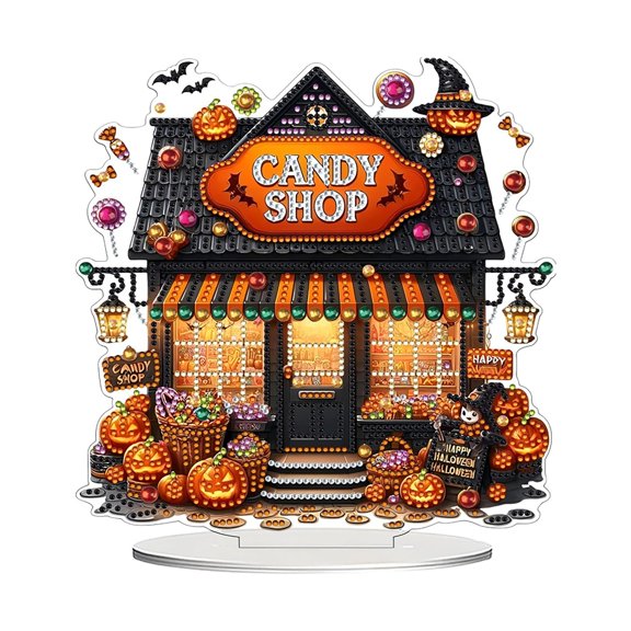 SUYOLL DIY Painting Kit Unique Shaped Rhinestone Decorative Desktop Ornament Home Standalone Gem Art Craft Set For Halloween Decorations Candy Store Lovers Indoor Decal