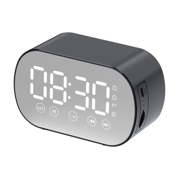SUYOLL Digital Alarm Clock With LED Display USB Charged Desktop Clock With Built In Bluetooth Speaker And Alarm Function In Black Color For Bedroom Bedside Desk