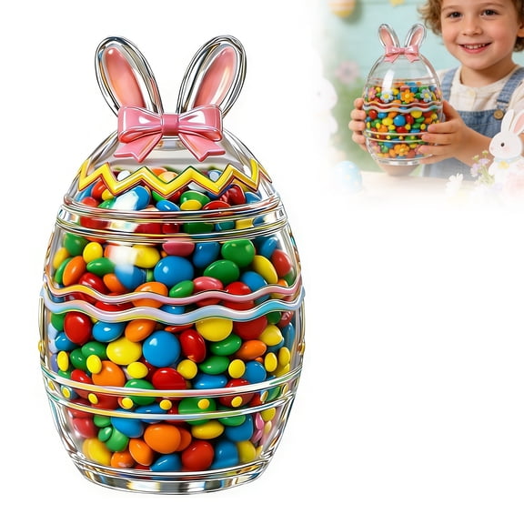 SUYOLL Easter Bunny Shaped Candy Jar Airtight Food Storage Container For Holiday Treats And Kitchen Organization