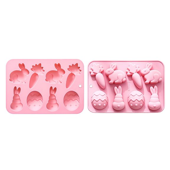 SUYOLL Easter Egg Silicone Mould Rabbit Candy Rabbit Chocolate Silicone Carrot Cake Trays Easter Baking Trays 19*13*2