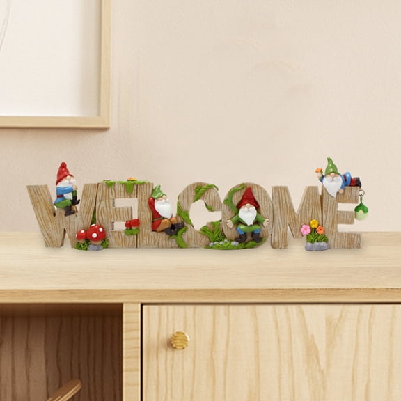SUYOLL Figurine Welcome Gnomes Statue Adorable Garden Ornament For Outdoor Desktop
