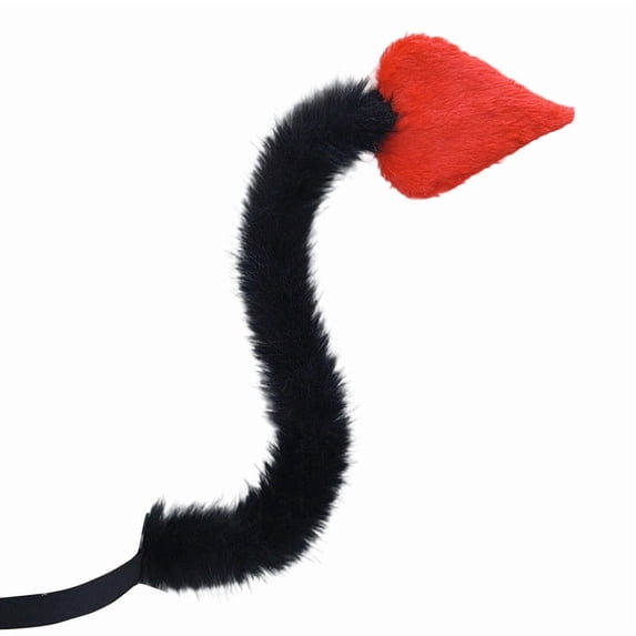 SUYOLL Halloween Bendable Plush Demon Tail, Furry Tail With Colorful Tip, Adjustable Waist Strap Accessory for Halloween Gothic Cosplay Fancy Dress