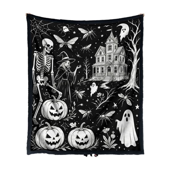 SUYOLL Halloween DIY Color In Blanket For Adults And Kids Hand Coloring Art Activity Blanket For Family Fun Creative Washable Soft Throw For Home And Holiday Use