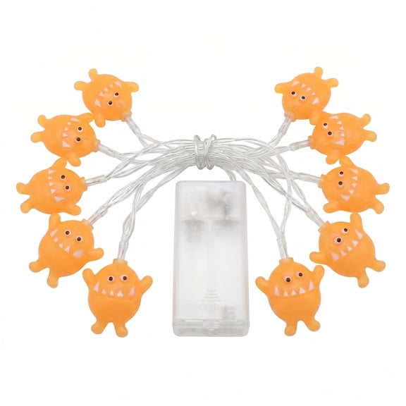 SUYOLL Halloween Decorations Orange Monster String Lights Battery Operated 1.5M 10 LED Fairy Lights For Indoor Outdoor Party Yard Garden Decor