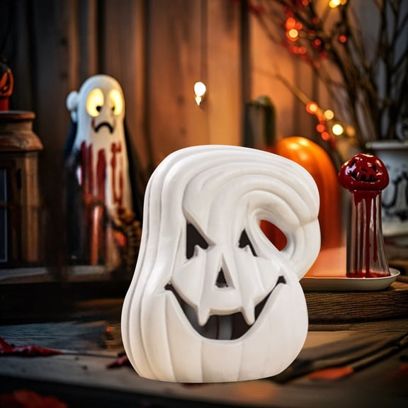 SUYOLL Halloween Decorations Pumpkin Head Glowing Desktop Ornament For Party Scene Prop Indoor Decal