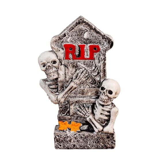 SUYOLL Halloween Decorations Resin Tombstone Figurine,Double Skull Gravestone Desktop Ornament For Table Shelf Mantel Home Indoor Halloween Party ,Spooky Gothic Holiday Scene Display Decor