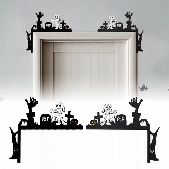 SUYOLL Halloween Decorations Witch Door And Window Corner Ornaments Door Frame Decoration Wooden Ornaments Festive Atmosphere Layout Decal