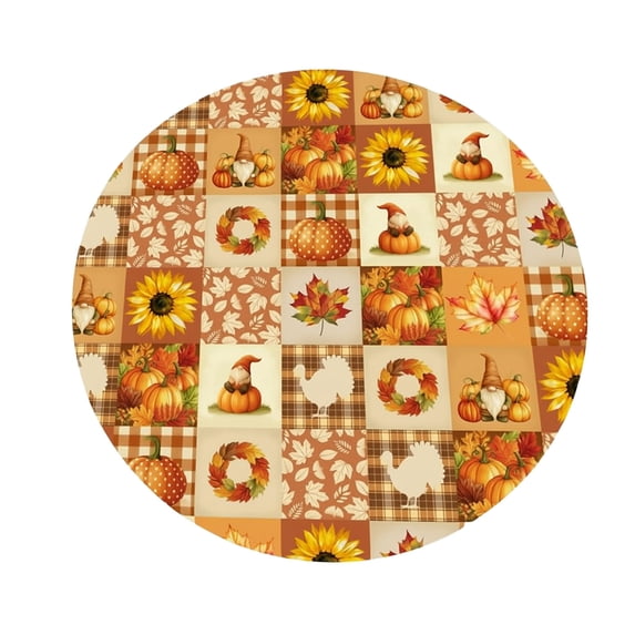 SUYOLL Halloween Fall Thanksgiving Round Table Cloth Stretch Tablecloth with Pumpkin Sunflower Print, Farmhouse Harvest Table Cover for Indoor Dinner Outdoor Picnic Home Kitchen Decor