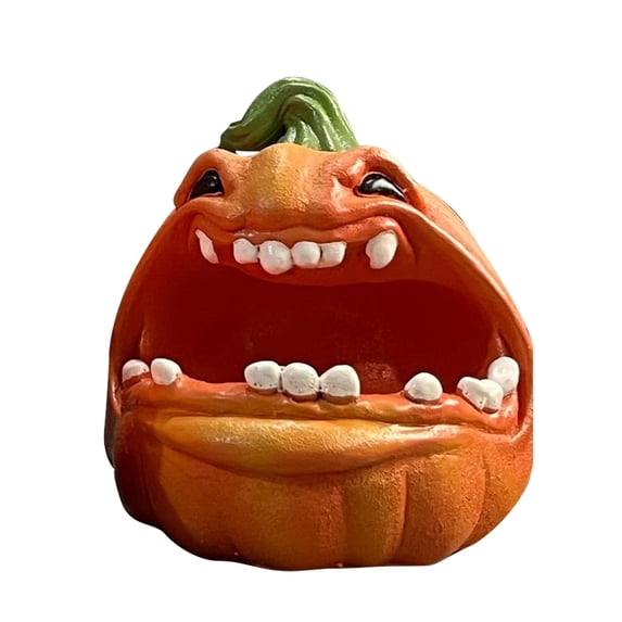 SUYOLL Halloween Orange Pumpkin Shaped Candy Dish Desktop Ornament Handmade Ceramic Bowl Display Piece Modern Decorative Statue For Home Desk Shelf Living Room Bedroom And Workspace