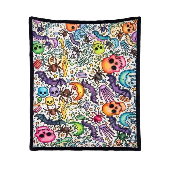 SUYOLL Halloween Themed DIY Coloring Blanket With Markers Washable Color Your Own Cozy Blanket For Adults 150x127cm Art Project For Relaxation And Home Use