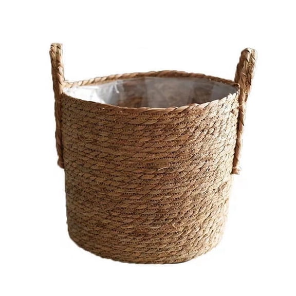 SUYOLL Handwoven Seagrass Planter Basket Woven Flower Pot For Indoor Green Floor Standing Bonsai Container Rustic Decorative Storage Basket For Living Room Home Garden