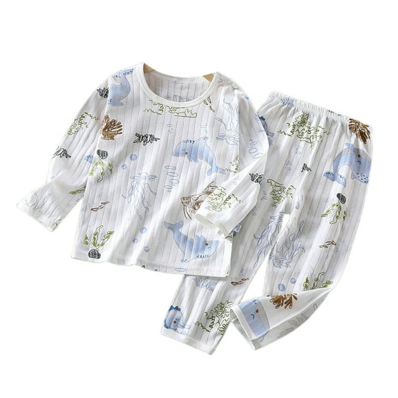 SUYOLL Infant Boys Outfit Sets Summer Long Sleeve Pajama Set Casual Daily Wear Comfortable Sleepwear 3 Months-12 Years Summer Fall Relaxation Classic Versatile Clothing