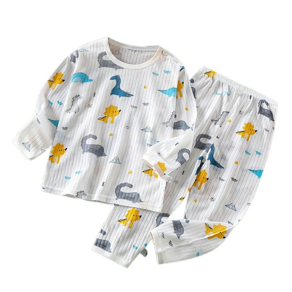 SUYOLL Infant Boys Outfit Sets Summer Long Sleeve Pajama Set Casual Daily Wear Comfortable Sleepwear 3 Months-12 Years Summer Fall Relaxation Trendy Clothes