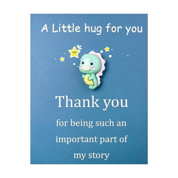 SUYOLL Ocean Themed Thank You Card With Resin Pocket Hug Keepsake Seahorse Design For Gratitude Appreciation And Warm Messages