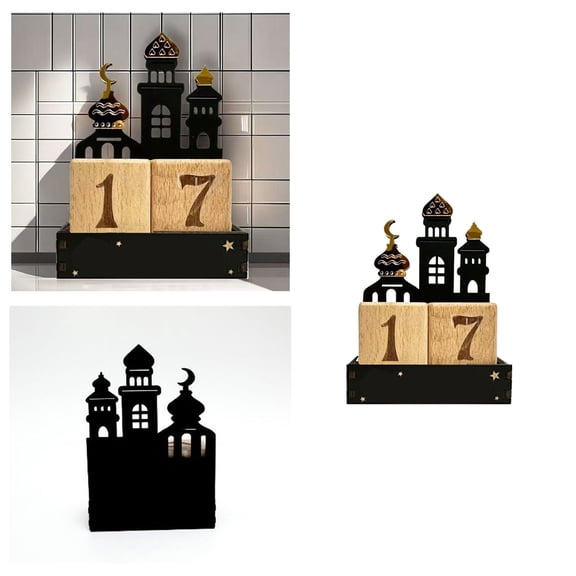 SUYOLL Ornaments Countdown Calendar Star & Moon Carving Eid Holiday Decorations