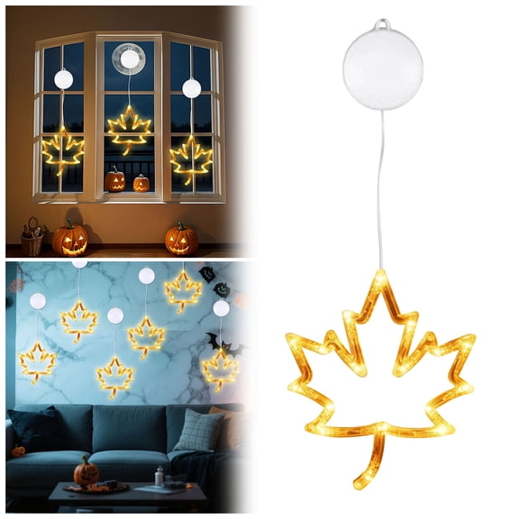 SUYOLL Outdoor Autumn Decorative Lights With Suction Cups Halloween Decorations Decorative Window LED Lights Indoor And Autumn Hanging Decorations Decal