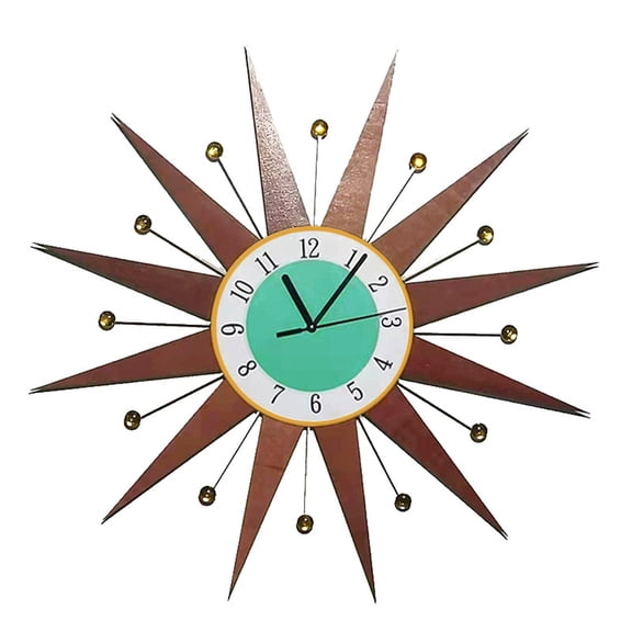 SUYOLL Retro Blue Sun Style Wall Clock Silent Non Ticking Decorative Hanging Clock For Living Room Home