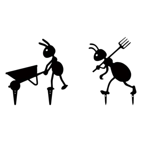 SUYOLL Set Of 2 Ants Shaped Metal Garden Stake Weather Resistant Rustproof Outdoor Yard Art Ornament For Patio Backyard And Garden Decoration